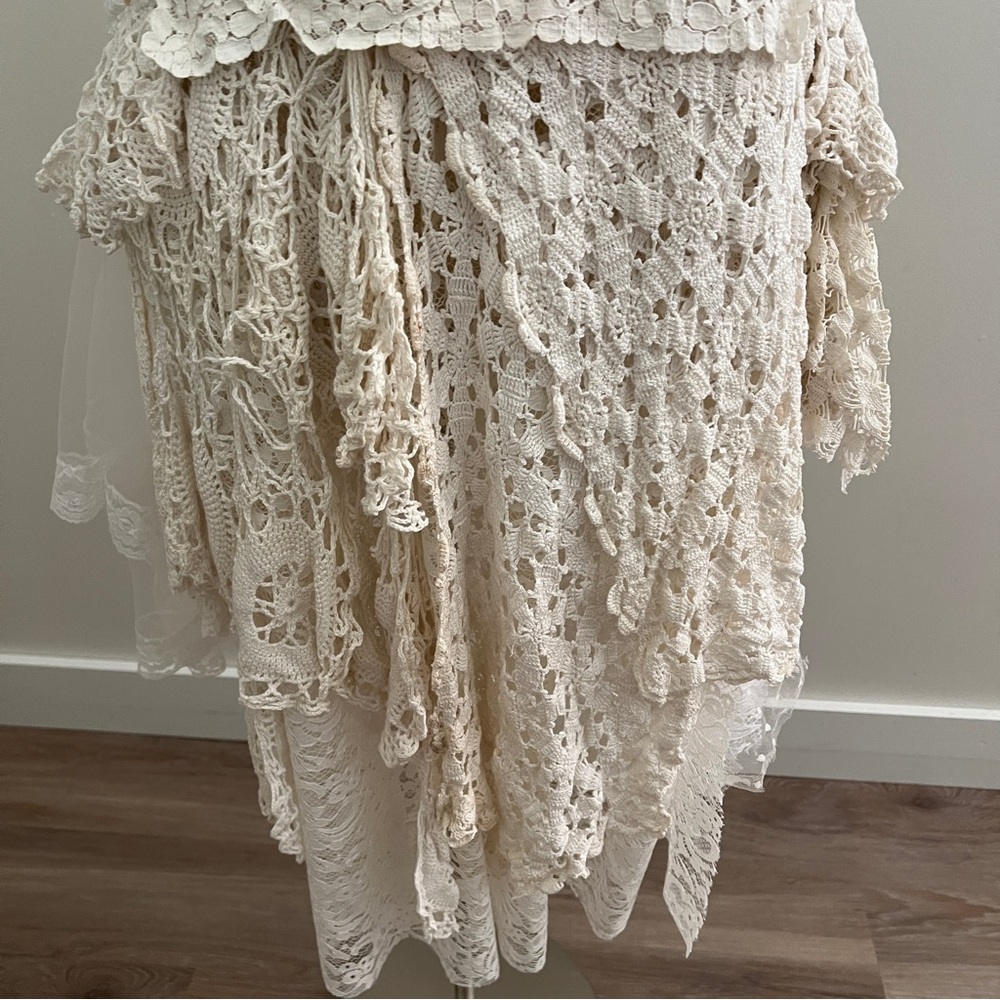 Handmade Wedding Dress White Lace Boho Fairycore Size L XL - Picture 7 of 16